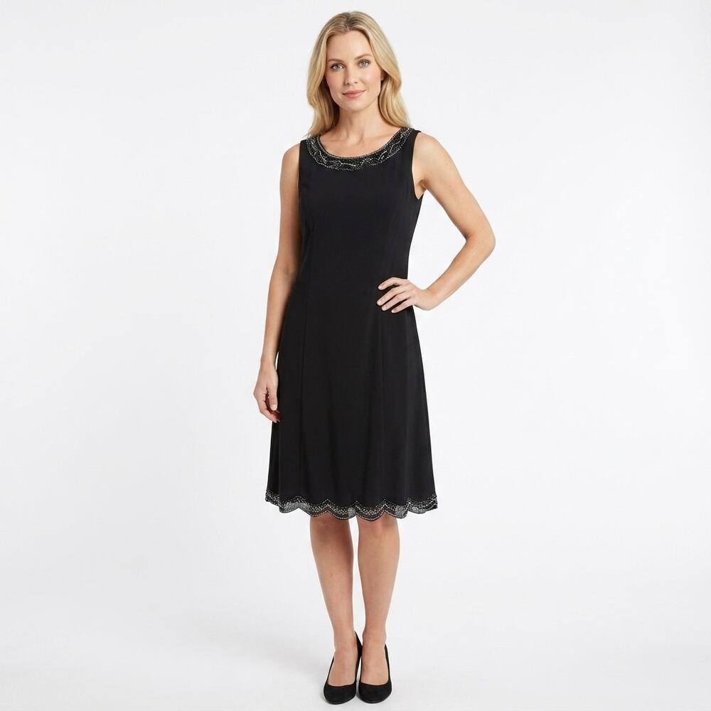 R&M RICHARDS Black Shift Knee Length Dress Sleeveless Size 8